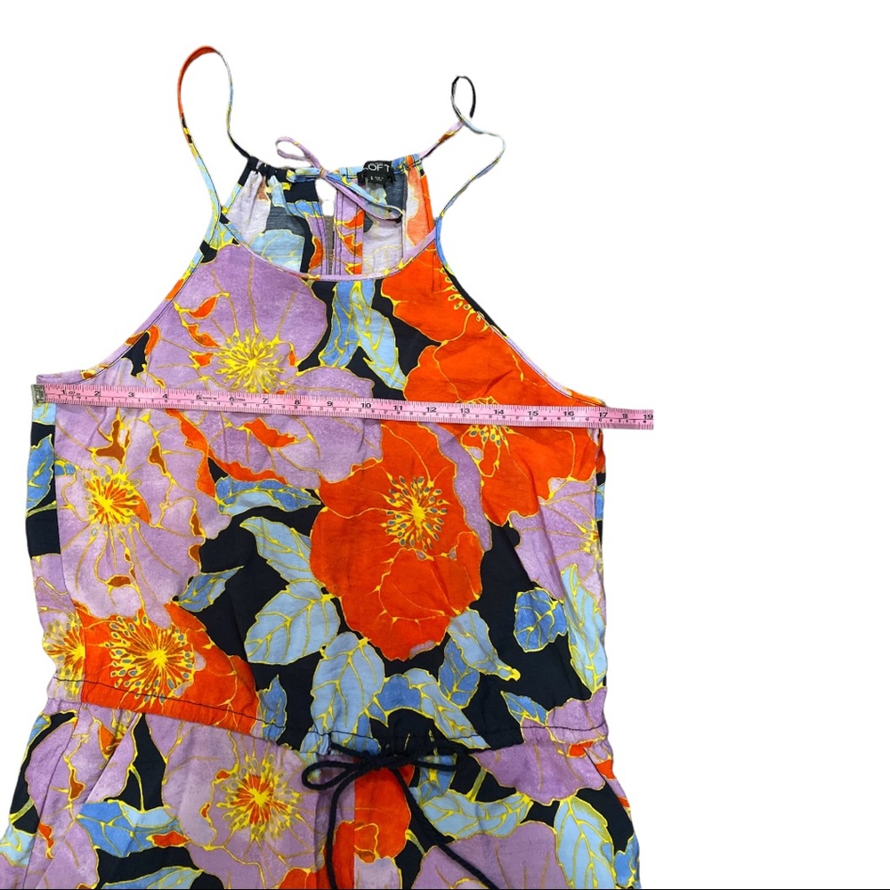 Ann Taylor LOFT Floral Short ROMPER with Tassel SMALL - Picture 6 of 7